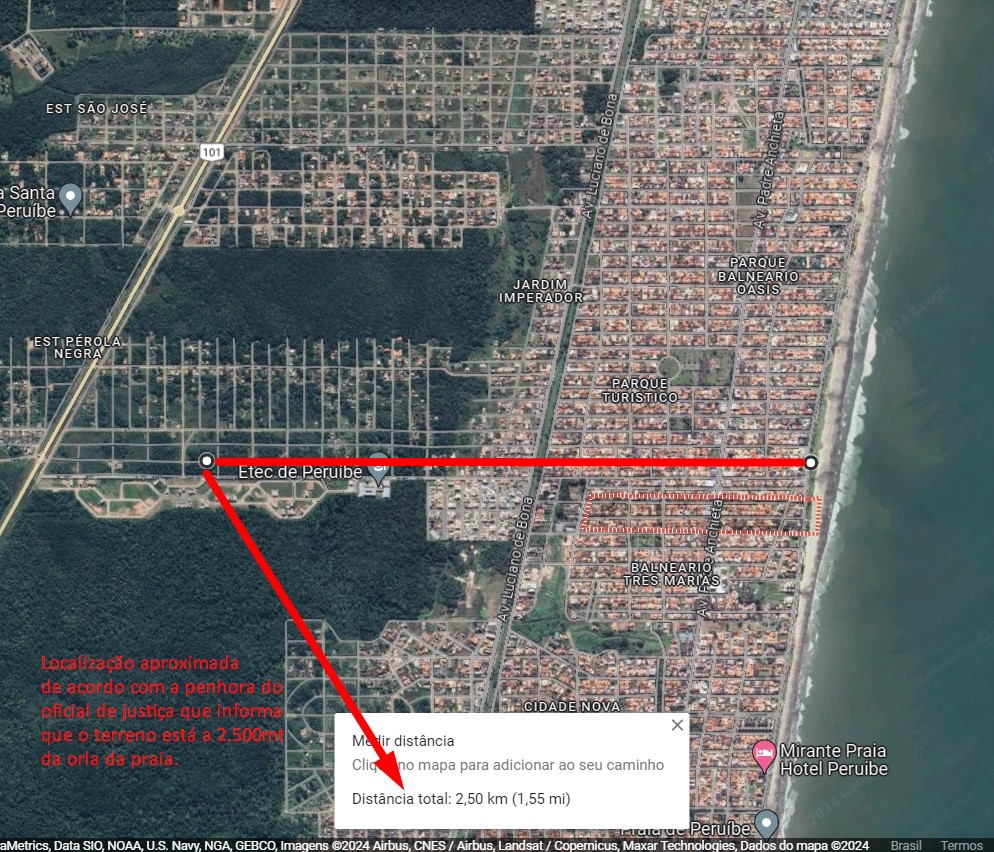 Parte Ideal 50% do terreno s/benfeitoria área 274,20m² - Peruíbe/SP