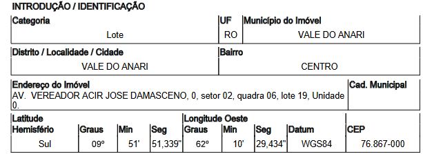 Terreno 453.65m², CENTRO, VALE DO ANARI RO